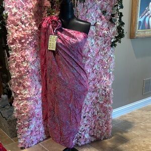 Pink Floral Sarong Wrap Dress